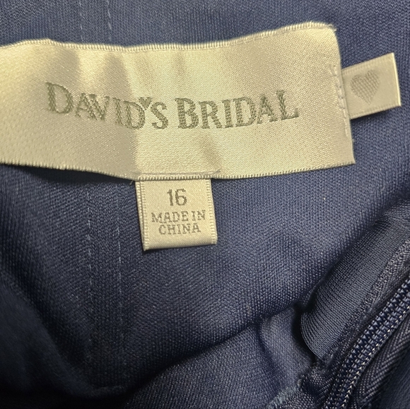 David's Bridal Midnight Blue One Shoulder Fit And Flare Tulle Mini Dress Size 16 - Picture 6 of 11